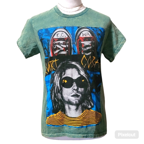 Licensed KURT COBAIN Nirvana Vintage Look Tee Converse  Sz Small - Picture 1 of 7